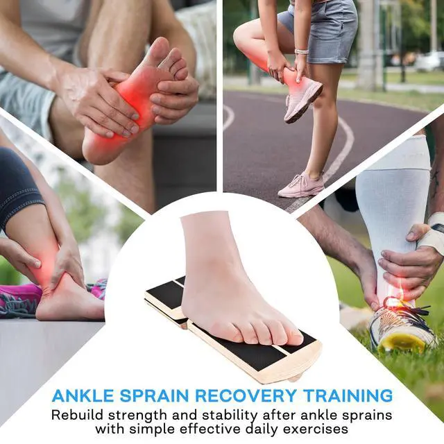 Alt view image 2 of 7 - Wooden for Ankle Balance Board Foot Strengthener & Stability Trainer for Single Leg Balance Training, Sprained, Plantar Fasciitis Relief, Physical Therapy, Posture Correction