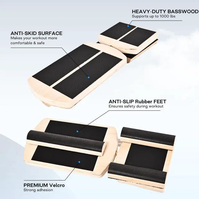 Alt view image 4 of 7 - Wooden for Ankle Balance Board Foot Strengthener & Stability Trainer for Single Leg Balance Training, Sprained, Plantar Fasciitis Relief, Physical Therapy, Posture Correction