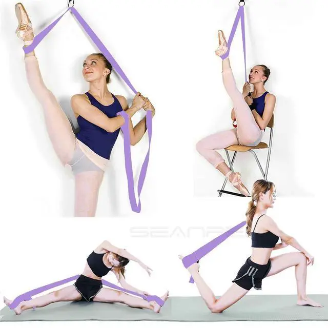 Alt view image 2 of 4 - Door Flexibility & Stretching Leg Strap - Great for Ballet Cheer Dance Gymnastics or ANY Sport Leg Stretcher Door Flexibility Trainer Premium stretching equipment (Light purple)