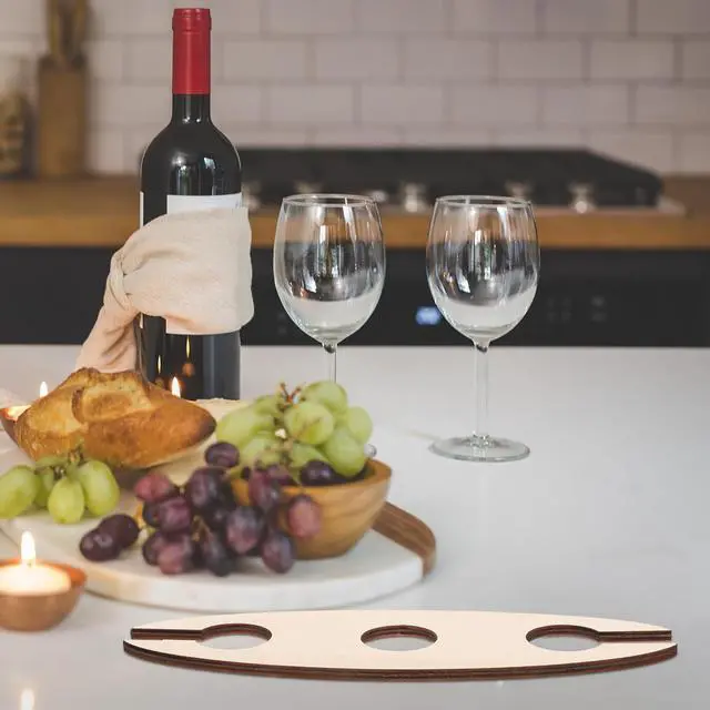 Alt view image 4 of 7 - 3 Pcs Wooden Wine Rack, Wine Bottle & Glass Holder, Rustic Countertop Stand for 1 Bottle & 2 Glasses, Handcrafted Wooden Counter Organize Supplies for Home Bar, Kitchen and Dining Room Decor