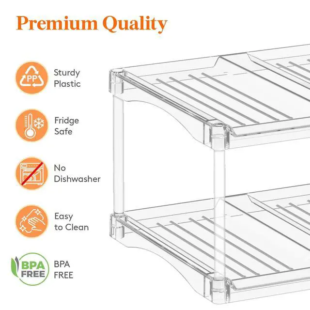 Alt view image 6 of 7 - Stackable Bottle Storage Organizer, Clear Freestanding Wine Holder for Cabinet, Large Slot Water Bottle Tumbler Cup Organizer for Pantry, Plastic Wine Rack for Fridge Cellar, 2Tier Hold 6
