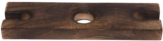 Alt view image 3 of 4 - Handmade Antique Wood Wine Bottle & Glass Holder Rustic Countertop Stand for 1 Bottle & 2 Glasses Vintage Wine Caddy for Home Bar, Kitchen, and Dining Room Décor