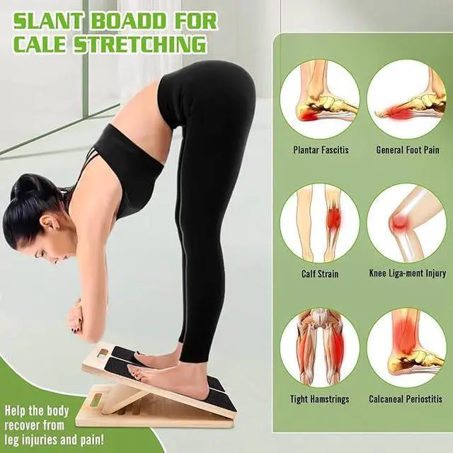 Alt view image 2 of 7 - Slant Board for Calf Stretching, Adjustable Portable Wooden Calf Stretcher tilt Plate, Calf Spring Wedge Suitable for Legs, Knees, Heels, Ankles and Stretching.Ankle Stretch BoardBalance Board.