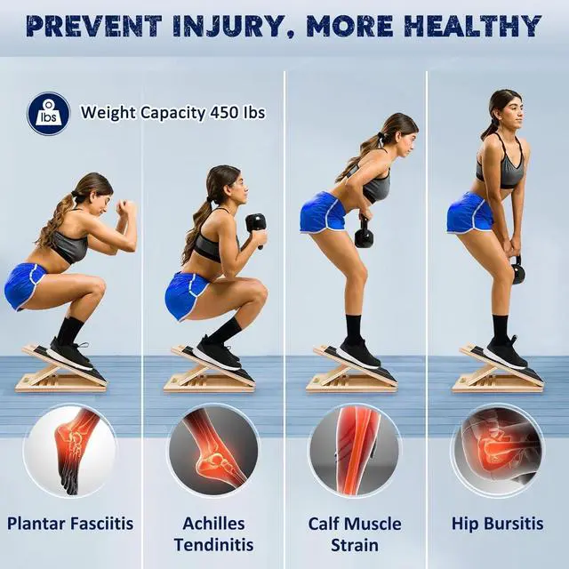 Alt view image 5 of 7 - Slant Board for Calf Stretching, Adjustable Portable Wooden Calf Stretcher tilt Plate, Calf Spring Wedge Suitable for Legs, Knees, Heels, Ankles and Stretching.Ankle Stretch BoardBalance Board.