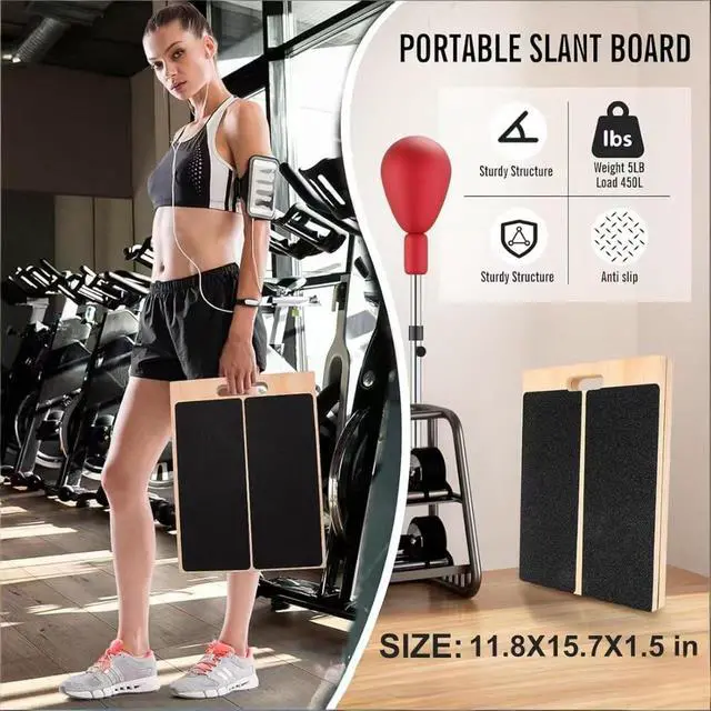 Alt view image 3 of 7 - Slant Board for Calf Stretching, Adjustable Portable Wooden Calf Stretcher tilt Plate, Calf Spring Wedge Suitable for Legs, Knees, Heels, Ankles and Stretching.Ankle Stretch BoardBalance Board.