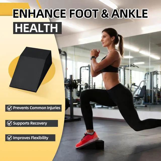 Alt view image 2 of 7 - Squat Wedge Block Yoga Wedge Blocks 2 Pack, Yoga Foam Wedges Exercise Foot Wedges Block for Workout Heel Elevated Calf Stretcher Gymnastic(Black)