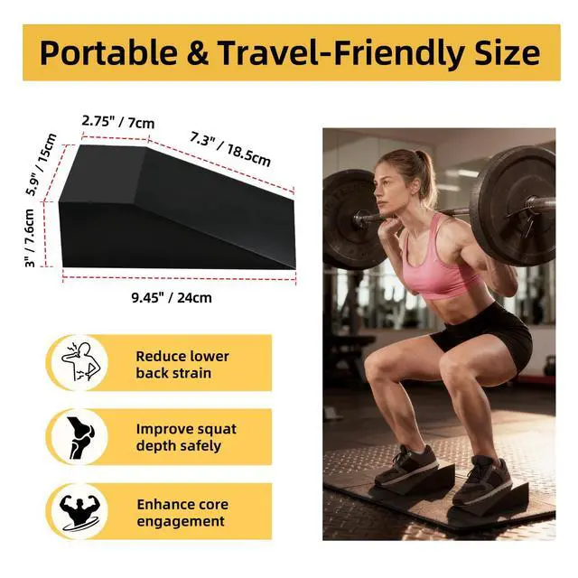 Alt view image 4 of 7 - Squat Wedge Block Yoga Wedge Blocks 2 Pack, Yoga Foam Wedges Exercise Foot Wedges Block for Workout Heel Elevated Calf Stretcher Gymnastic(Black)
