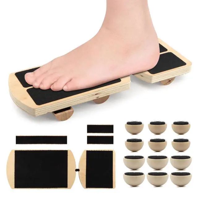 Main image of Ankle Balance Board Foot Strengthener, Adjustable Wobble Board with 12 Balls & Balance Rods,18°/24°/30° Tilt Levels, 300lbs Max Capacity, Non-Slip Wooden Trainer for Ankle & Core Stability Training