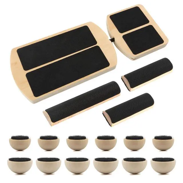 Alt view image 2 of 7 - Ankle Balance Board Foot Strengthener, Adjustable Wobble Board with 12 Balls & Balance Rods,18°/24°/30° Tilt Levels, 300lbs Max Capacity, Non-Slip Wooden Trainer for Ankle & Core Stability Training