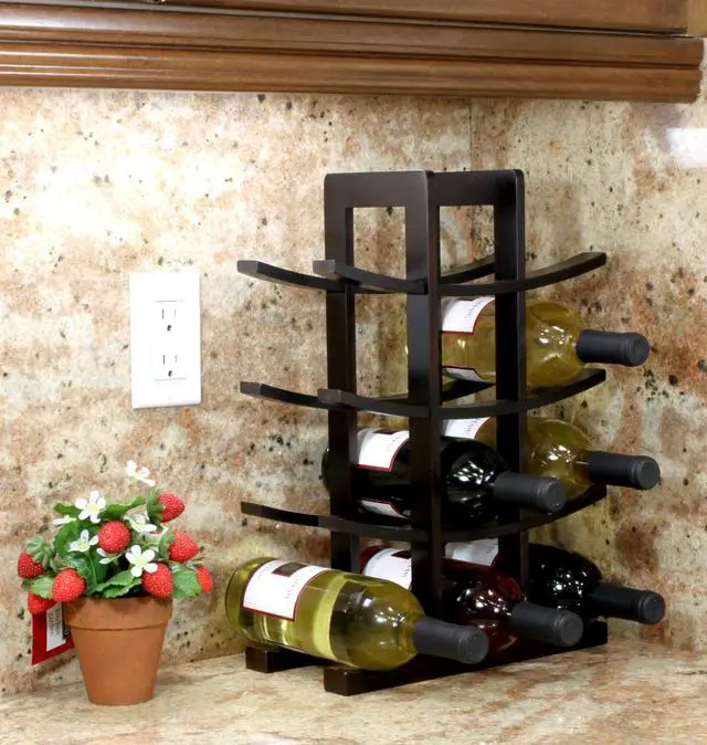 Alt view image 4 of 4 - WR1132 12-Bottle Bamboo Wine Rack, Dark Espresso