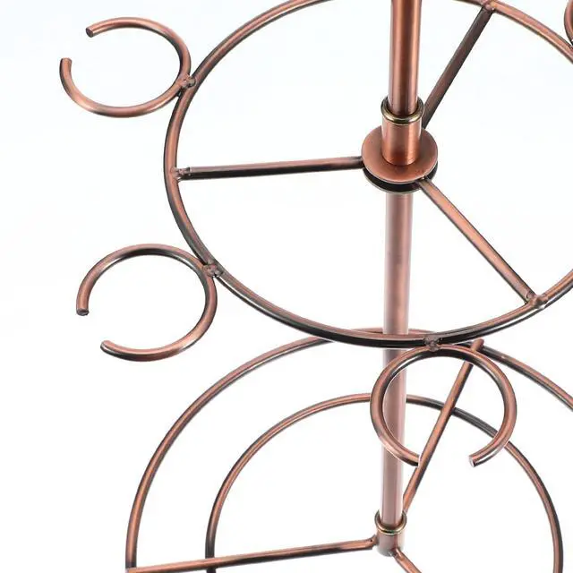 Alt view image 3 of 7 - Metal Countertop Wine Glass Holder with Scrollwork Design, Freestanding Tabletop Stemware Storage Rack with 12 Hooks