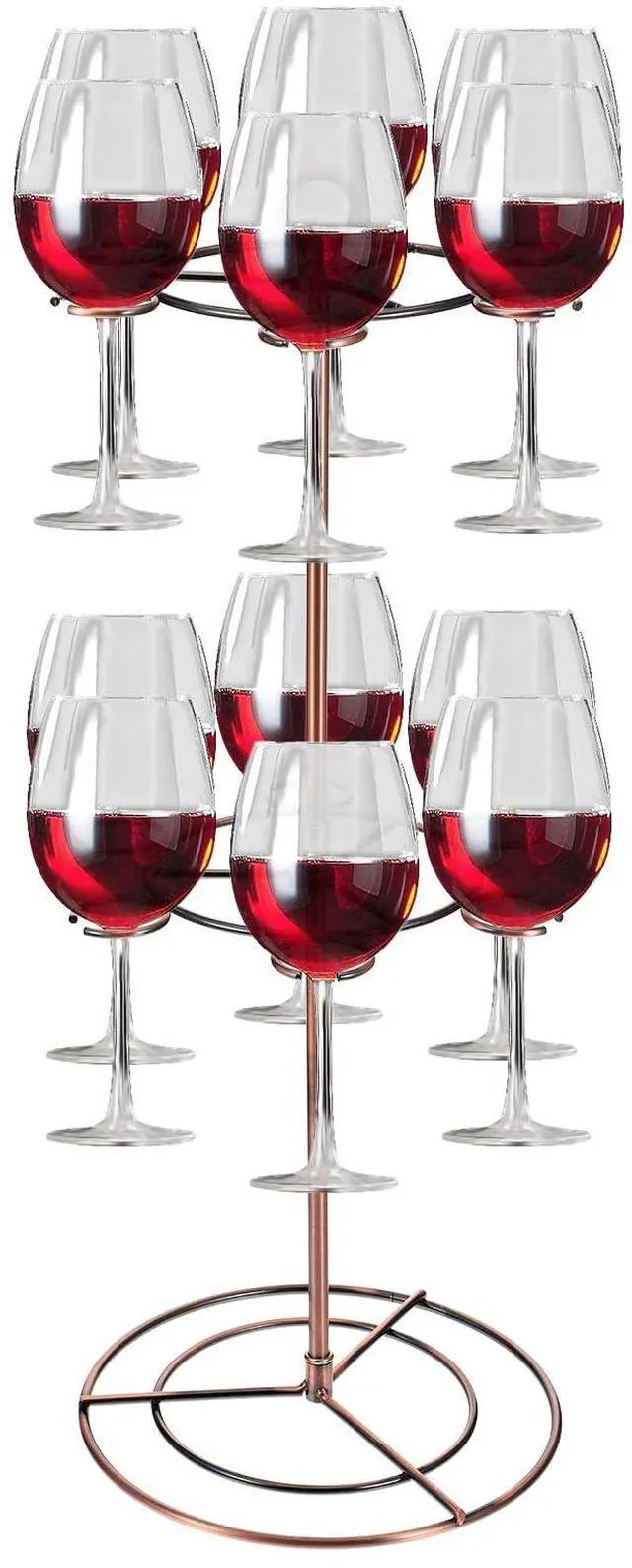 Alt view image 7 of 7 - Metal Countertop Wine Glass Holder with Scrollwork Design, Freestanding Tabletop Stemware Storage Rack with 12 Hooks