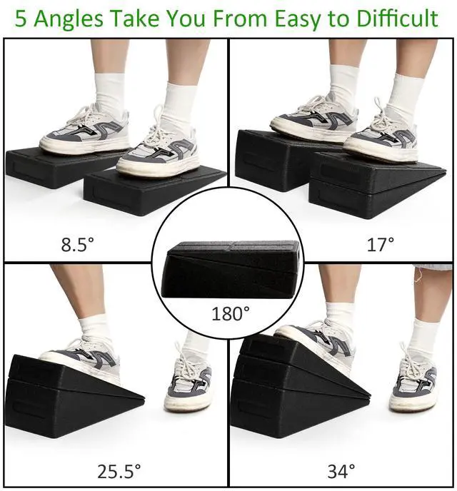 Alt view image 4 of 6 - 3 Pcs Slant Board for Calf Stretching, 5 Adjustable Angles Foot Stretcher Incline Board, Non-Slip Foam Squat Wedge for Physical Therapy, Home Exercise