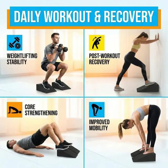 Alt view image 5 of 7 - Slant Board for Heel Elevated Squat Weightlifting Calf Stretcher Slant Board for Mobility Balance and Strength Performance Pack of 2