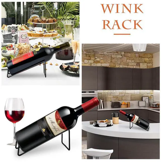Alt view image 4 of 7 - 6PCS Wine Bottle Rack, Single Wine Holder Stand for Tabletop Display, Simple Style Steel Wire Rack Modern Black Metal Wine Organizer for Home Bar & Kitchen