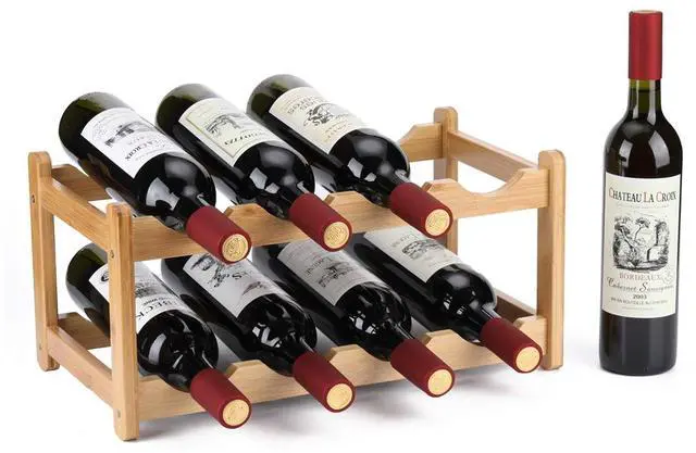 Main image of Wine Rack 8 Bottle 2-Tier Eco-Friendly Bamboo Wine Storage Easy-Assembly Space-Saving for Wine Lovers,Kitchen Wine Organizer for Countertop,Pantry, Home,Room Decor,Bar