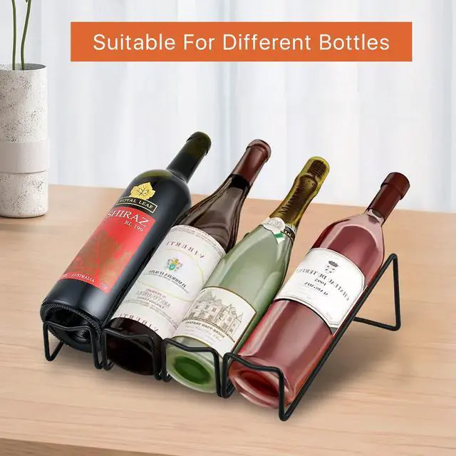 Alt view image 7 of 7 - 6PCS Wine Bottle Rack, Single Wine Holder Stand for Tabletop Display, Simple Style Steel Wire Rack Modern Black Metal Wine Organizer for Home Bar & Kitchen