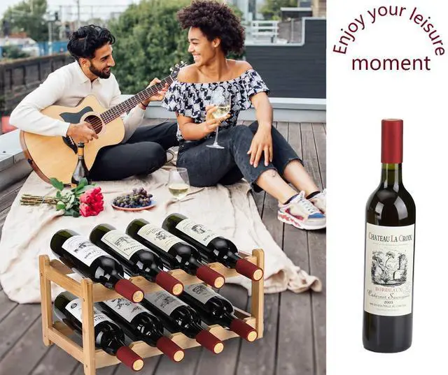 Alt view image 2 of 7 - Wine Rack 8 Bottle 2-Tier Eco-Friendly Bamboo Wine Storage Easy-Assembly Space-Saving for Wine Lovers,Kitchen Wine Organizer for Countertop,Pantry, Home,Room Decor,Bar