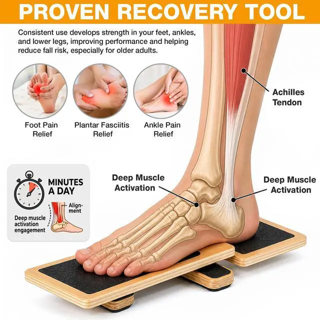 Alt view image 3 of 7 - Ankle Balance Board for Stability & Strength Foot & Ankle Trainer for Plantar Fasciitis Support, Sprained Ankle Recovery, Physical Therapy Equipment Kit with Exercise Book, Grip Sock & Carry Bag