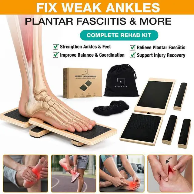 Alt view image 7 of 7 - Ankle Balance Board for Stability & Strength Foot & Ankle Trainer for Plantar Fasciitis Support, Sprained Ankle Recovery, Physical Therapy Equipment Kit with Exercise Book, Grip Sock & Carry Bag