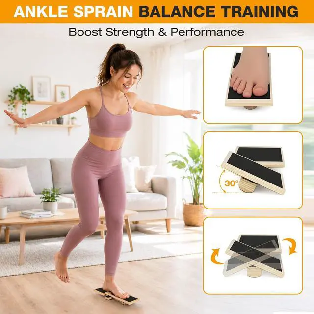 Alt view image 5 of 7 - Ankle Balance Board for Stability & Strength Foot & Ankle Trainer for Plantar Fasciitis Support, Sprained Ankle Recovery, Physical Therapy Equipment Kit with Exercise Book, Grip Sock & Carry Bag