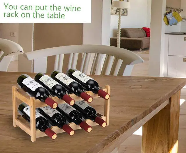 Alt view image 3 of 7 - Wine Rack 8 Bottle 2-Tier Eco-Friendly Bamboo Wine Storage Easy-Assembly Space-Saving for Wine Lovers,Kitchen Wine Organizer for Countertop,Pantry, Home,Room Decor,Bar
