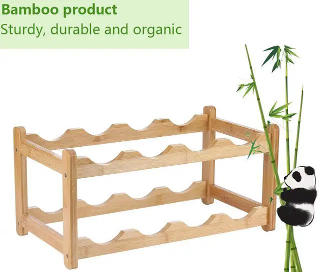 Alt view image 5 of 7 - Wine Rack 8 Bottle 2-Tier Eco-Friendly Bamboo Wine Storage Easy-Assembly Space-Saving for Wine Lovers,Kitchen Wine Organizer for Countertop,Pantry, Home,Room Decor,Bar