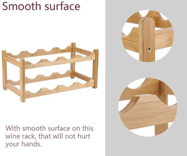 Alt view image 6 of 7 - Wine Rack 8 Bottle 2-Tier Eco-Friendly Bamboo Wine Storage Easy-Assembly Space-Saving for Wine Lovers,Kitchen Wine Organizer for Countertop,Pantry, Home,Room Decor,Bar