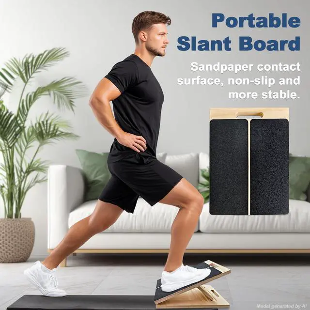 Alt view image 2 of 7 - Adjustable Foot Incline Wooden Slant Board for Calf Stretching,440lb Capacity, Balance Velour Stretcher Ankle Stretch Knee Leg Boards Squats Wedge Exercise Pilates Fitness Portable Equipment (Black4)
