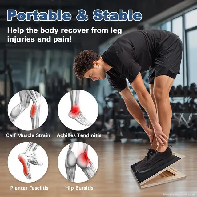 Alt view image 3 of 7 - Adjustable Foot Incline Wooden Slant Board for Calf Stretching,440lb Capacity, Balance Velour Stretcher Ankle Stretch Knee Leg Boards Squats Wedge Exercise Pilates Fitness Portable Equipment (Black4)