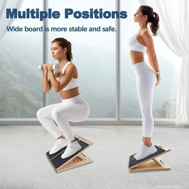 Alt view image 7 of 7 - Adjustable Foot Incline Wooden Slant Board for Calf Stretching,440lb Capacity, Balance Velour Stretcher Ankle Stretch Knee Leg Boards Squats Wedge Exercise Pilates Fitness Portable Equipment (Black4)