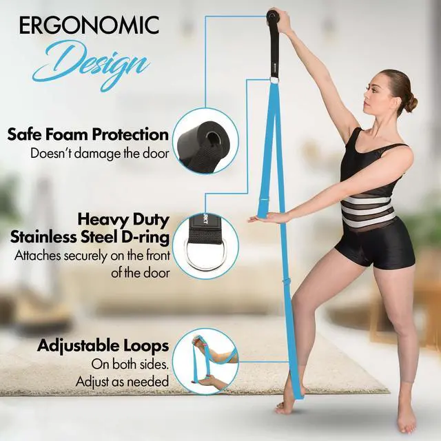 Alt view image 2 of 6 - Stretching Strap With Door Anchor - Stretching Equipment to Improve Legs Flexibility - Splits Trainer For Home Ideal In Ballet, Dance, Cheerleading, Taekwondo, Yoga, Pole Dancing & Gymnastics (Light