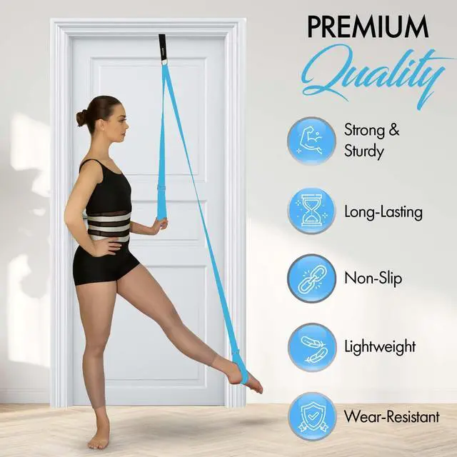Alt view image 3 of 6 - Stretching Strap With Door Anchor - Stretching Equipment to Improve Legs Flexibility - Splits Trainer For Home Ideal In Ballet, Dance, Cheerleading, Taekwondo, Yoga, Pole Dancing & Gymnastics (Light
