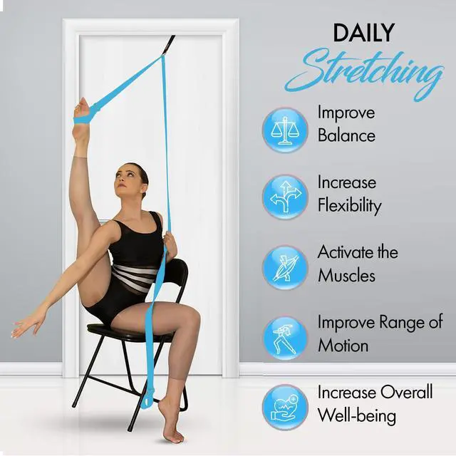 Alt view image 5 of 6 - Stretching Strap With Door Anchor - Stretching Equipment to Improve Legs Flexibility - Splits Trainer For Home Ideal In Ballet, Dance, Cheerleading, Taekwondo, Yoga, Pole Dancing & Gymnastics (Light