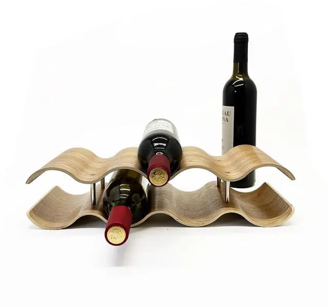 Alt view image 2 of 7 - Wine Racks Countertop, 2-Tier Wooden Wine Rack Inserts for Cabinet, Bottle Holder Stand, 7 Bottles Freestanding Wine Storage Cabinet Shelf Organizer for Home Décor, Bar and Pantry