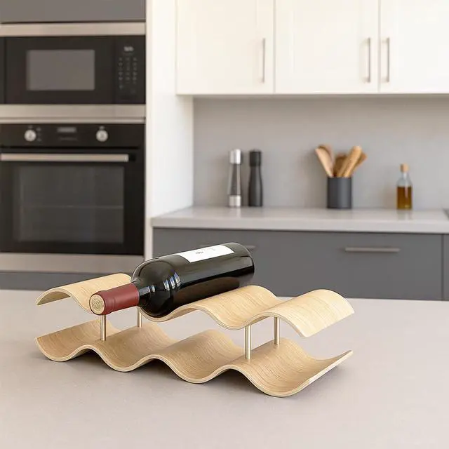 Alt view image 4 of 7 - Wine Racks Countertop, 2-Tier Wooden Wine Rack Inserts for Cabinet, Bottle Holder Stand, 7 Bottles Freestanding Wine Storage Cabinet Shelf Organizer for Home Décor, Bar and Pantry
