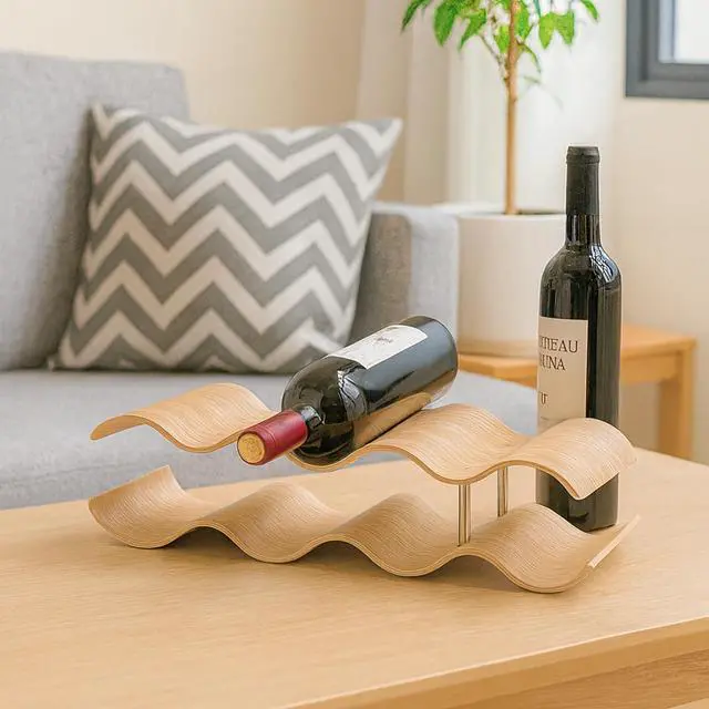 Alt view image 7 of 7 - Wine Racks Countertop, 2-Tier Wooden Wine Rack Inserts for Cabinet, Bottle Holder Stand, 7 Bottles Freestanding Wine Storage Cabinet Shelf Organizer for Home Décor, Bar and Pantry