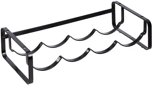 Main image of Tabletop Stackable 4-Bottle Metal Wine Rack, Wine Storage, Space Saving, No Assembly Required, 3.74"D x 15.75"W x 7.87"H, Black