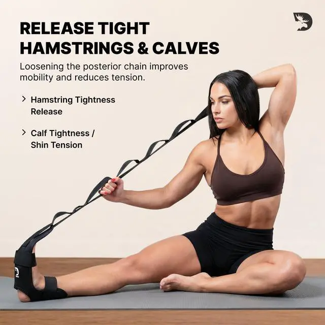Alt view image 4 of 7 - Foot & Calf Stretcher with Adjustable Padded Stretching Strap for Plantar Fasciitis, Hamstring, Heel Spurs and Achilles Tendonitis Relief - Yoga Leg Stretch Strap for Flexibility