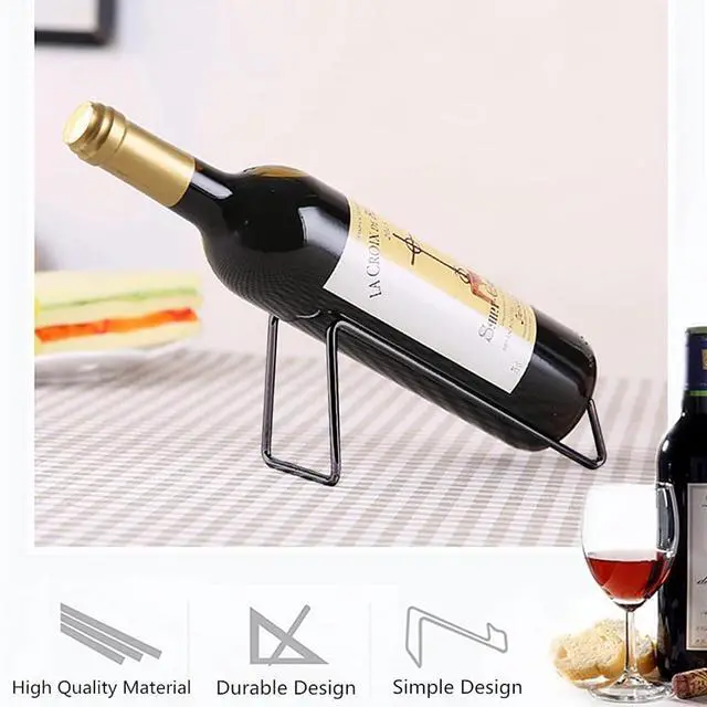 Alt view image 3 of 6 - Stainless Steel Single Bottle Wine Rack - Set of 6, Stylish Bottle Organizer for Countertop or Dining Table