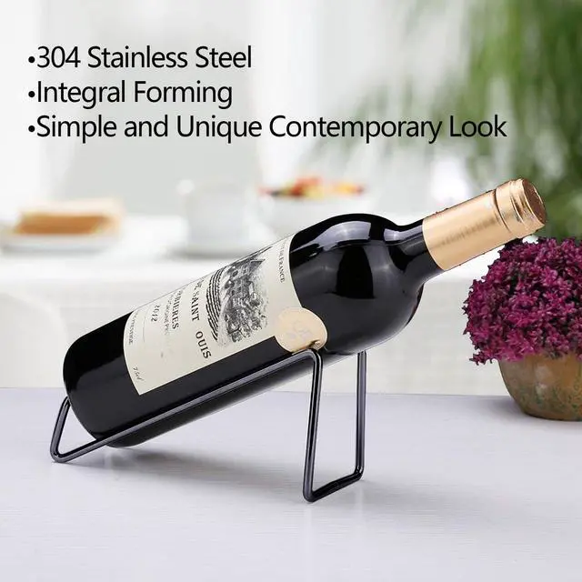 Alt view image 4 of 6 - Stainless Steel Single Bottle Wine Rack - Set of 6, Stylish Bottle Organizer for Countertop or Dining Table