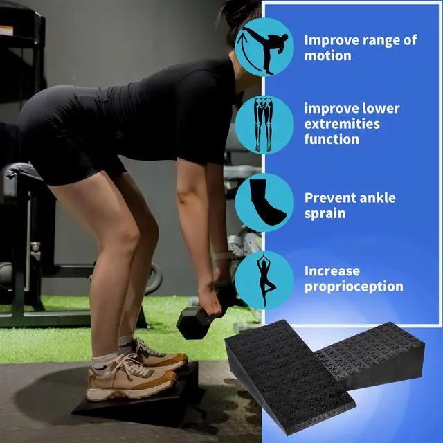 Alt view image 2 of 7 - 2 PCS Squat Wedge - Durable Slant Board for Calf Stretching, Can Support up to 1,500 lbs, Carry Bag, Non-slip pad Included