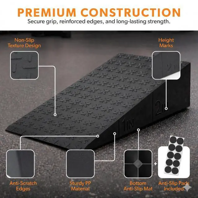 Alt view image 3 of 7 - Squat Wedge Block 2 Pcs, Non-Slip Squat Wedges for Weightlifting Workouts Heel Elevated Squat Wedge, Heel Wedges for Squats, Slant Board for Squats to Improve Mobility, Balance, Strength & Squat