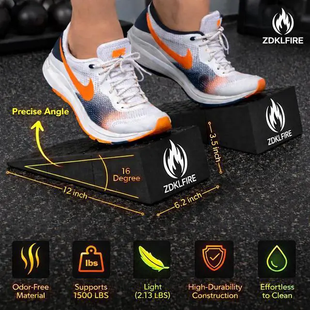 Alt view image 2 of 7 - Squat Wedge Block 2 Pcs, Non-Slip Squat Wedges for Weightlifting Workouts Heel Elevated Squat Wedge, Heel Wedges for Squats, Slant Board for Squats to Improve Mobility, Balance, Strength & Squat