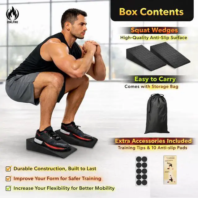 Alt view image 6 of 7 - Squat Wedge Block 2 Pcs, Non-Slip Squat Wedges for Weightlifting Workouts Heel Elevated Squat Wedge, Heel Wedges for Squats, Slant Board for Squats to Improve Mobility, Balance, Strength & Squat