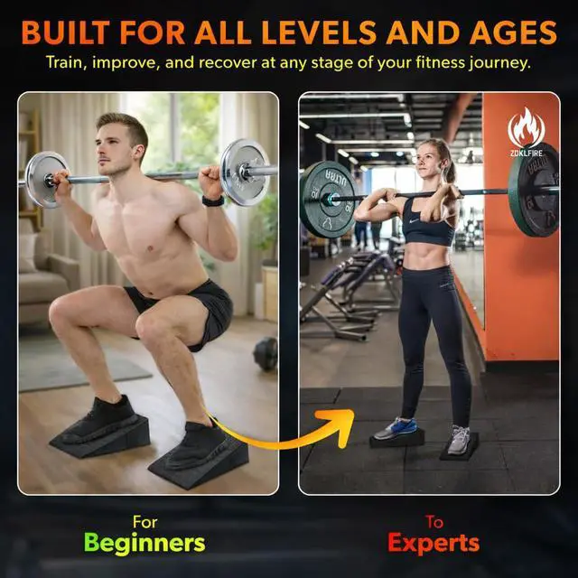 Alt view image 7 of 7 - Squat Wedge Block 2 Pcs, Non-Slip Squat Wedges for Weightlifting Workouts Heel Elevated Squat Wedge, Heel Wedges for Squats, Slant Board for Squats to Improve Mobility, Balance, Strength & Squat