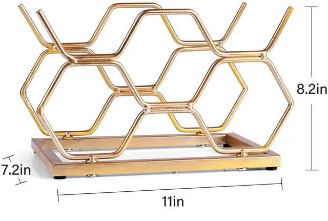 Alt view image 4 of 7 - Countertop Wine Rack - 5 Bottle Freestanding Modern Gold Metal Small Wine Rack - Tabletop Wine Holder Stand for Cabinet, Pantry, Wine Bottle Storage