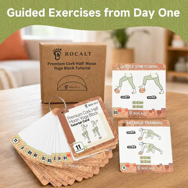 Alt view image 3 of 7 - Cork Yoga Blocks, Half Moon Foot and Calf Stretching Tool