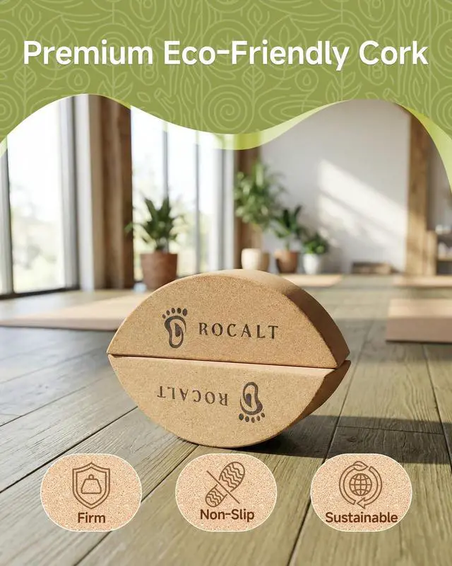 Alt view image 4 of 7 - Cork Yoga Blocks, Half Moon Foot and Calf Stretching Tool