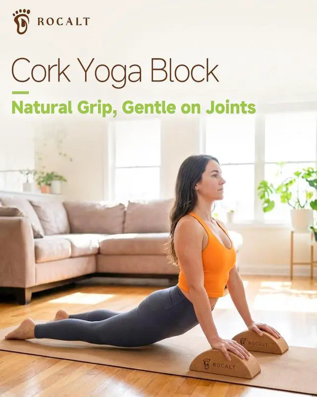 Alt view image 5 of 7 - Cork Yoga Blocks, Half Moon Foot and Calf Stretching Tool